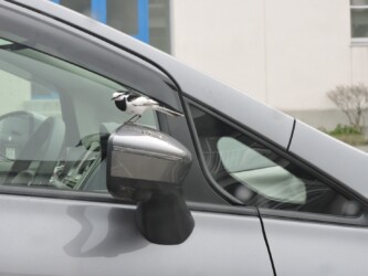 サイドミラーの上に降りる