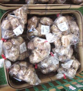 農産市場で売っているキクイモの根